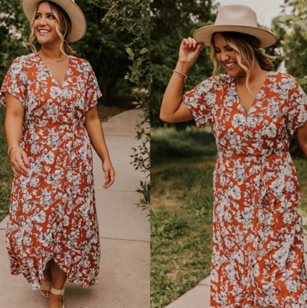 Floral Orange Maxi Dress